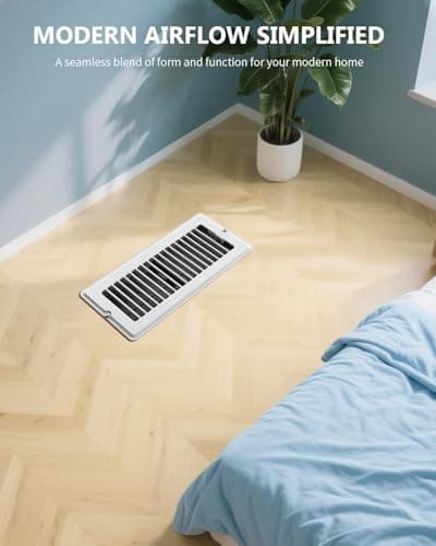4x10 Floor Regsiter - 5 Pack Vent Covers for Home Floor Wall Ceiling - White with Screws for Easy Installation - Heavy Duty Steel Walkable Finish for Quiet Adjustable Airflow HVAC Register Grilles - Thumbnail 4