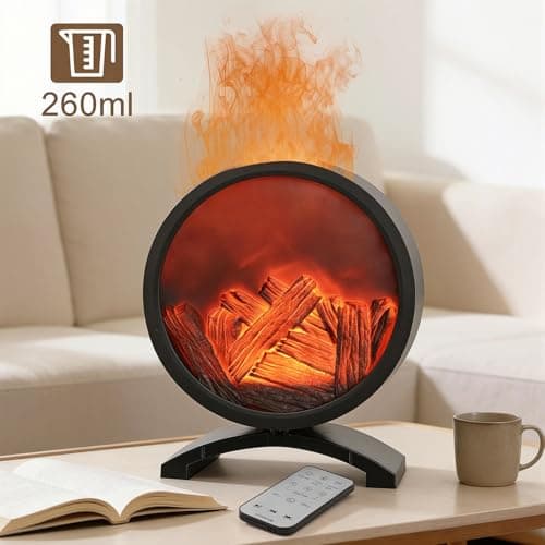 Fireplace Flame Oil Diffuser with Speaker & 260mL Fire Oil Diffuser,Essential Oil Diffuser 5 Color Fire Aroma Diffuser Aromatherapy Aroma Diffuser, Ultrasonic Mist with Timer & Auto Shut-Off - Thumbnail 5