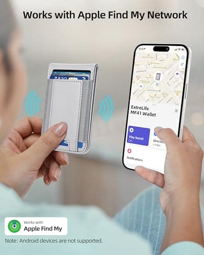 ExtreLife MagSafe Wallet, Work with Apple Find My, Magnetic Phone Wallet Stand for iPhone 17/16/15/14/13/12 Series, 8 Card Holder, RFID Blocking, Rechargeable, Grey - Thumbnail 2