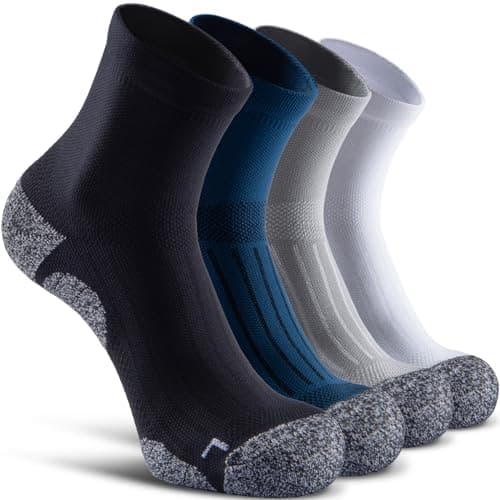 SITOISBE Quarter Compression Socks for Men Women, Cushioned Running Hiking Socks, Small, Black/Grey/Harbour/White (1 Pair of Each Color) - Image 1