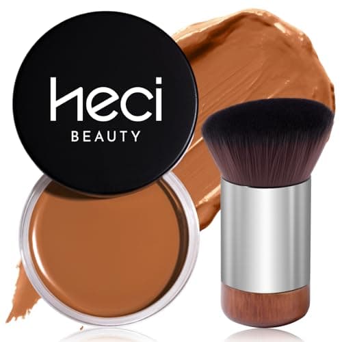 HECI BEAUTY Cream Bronzer with Brush, Creamy & Highly Pigmented Formula, Blendable Cream Contour Makeup with a Natural, Matte Finish - Buildable Formula for Shimmer-Free, Medium tan, 0.7 Oz - Image 1