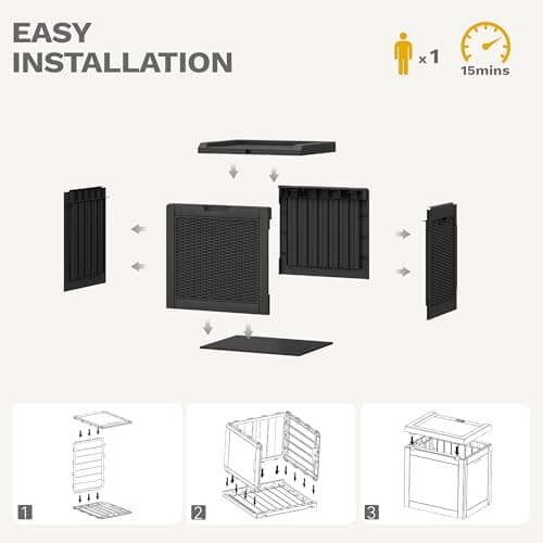 DWVO 32 Gallon Resin Storage Box, Indoor Outdoor Deck Box for Package Delivery, Patio Cushions, Gardening Tools, Lockable, Waterproof - Thumbnail 6