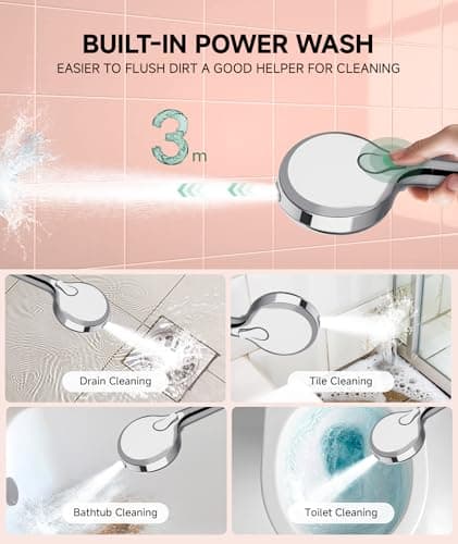 SunCleanse Filtered Shower Head with Handheld, 9-Spray Setting Detachable Showerhead with Filters, Shower Head for Hard Water - Filtered Chlorine, Improve Skin and Hair Texture, Chrome - Thumbnail 5