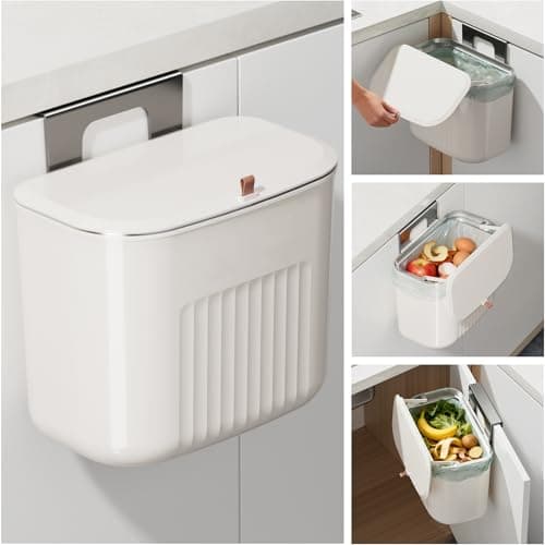 LavStow Kitchen Hanging Trash Can with Lid, Compost Bin for Counter Top or Under Sink, 1.85 Gallon/7L Hanging Garbage Trash Can for Kitchen RV Bathroom Office - Thumbnail 2
