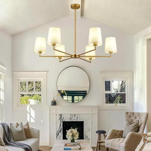 Omgomne 38" Brushed Gold Farmhouse Chandeliers for Dining Room - Thumbnail 6