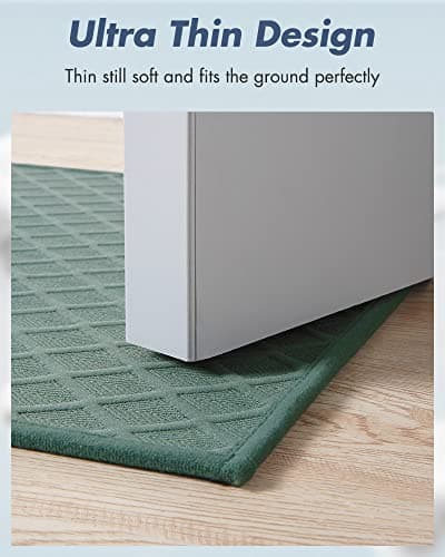 AMOAMI Ultra Thin Bathroom Rugs, Rubber Backed Bath Mats for Bathroom Non Slip, Absorbent Bathroom Mat for Floor, Shower, Sink (17"x28", Green) - Thumbnail 5