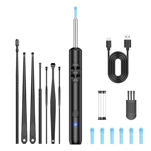 1080P HD Ear Camera with 6 LED Lights - Waterproof Rechargeable Otoscope Tool, Ear Wax Removal Kit with 8Pcs Ear Care Set for iOS & Android - Image 1