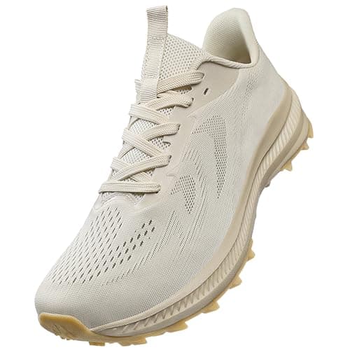 WOWSTICK Orthopedic Wide Toe Box Shoes for Men Arch Support for All Day Standing Running Walking Plantar Fasciitis Workout Athlete Tennis Barefoot Sneakers, 036 Beige 42 - Image 1