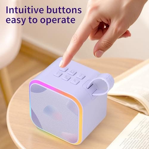 Mini Portable Karaoke Machine with 2 Wireless Mic,Home Karaoke System for Kids,Travel/Birthday Parties/Holidays,Bluetooth Speaker with Carry Handle,Ideal for Ages 3-12 - Thumbnail 4