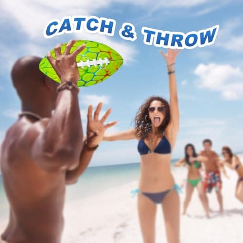 Jasonwell Pool Beach Water Football - Strong Grip Waterproof Football for All-Weather Play Pool Toys Beach Games Outdoor Sports Lake Toy Christmas Birthday Gifts for Kids Boys Teens Adults (GN, No.6) - Thumbnail 3