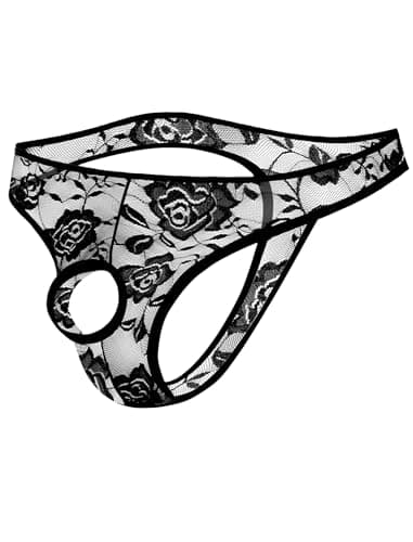 Mens Lace Underwear Open Front Panties Low Rise Sexy Bikini Briefs 1-3 Pack
