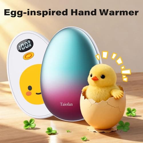 Taiofan Hand Warmers Rechargeable, 2 Pack Cute Egg Design, LED Display, 4 Levels Fast Heating Magnetic Electric Hand Warmers, Portable Pocket Heater Gifts for Women Men Outdoor Camping Hunting Golf - Thumbnail 2