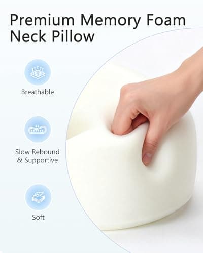 BeeVines Travel Pillow with Carry Case, Memory Foam Neck Pillows for Airplanes, 360° Wrap Around Support for Sleeping, Breathable & Washable Cover for Long Flights, Car & Train Traveling - Thumbnail 6