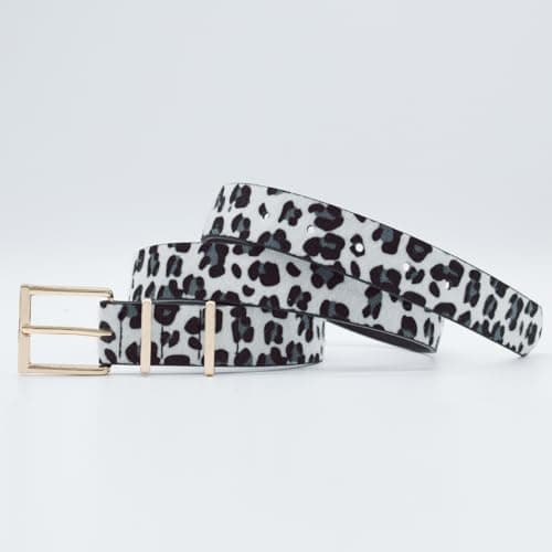 EONTISO Women's Leopard Belt, Cheetah Print Animal Pattern, Gold Buckle, Fashion Accessory for Jeans Dress, White S - Thumbnail 5