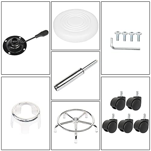 Round Bar Stool with Lines Rotation Counter Adjustable Height, Modern Bar Stools 360° Swivel PU Leather Armless Bar Chair for Kitchen Dining Living Bistro Spa, (White, Round with line) - Thumbnail 6