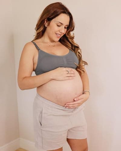 Stelle Nursing Bras Maternity Bra for Breastfeeding Pregnancy Wireless Bralette with Pads, Extenders (Black+Gray,XL) - Thumbnail 2