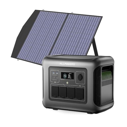 ALLPOWERS Solar Generator R1500 LITE with 100W Foldable Solar Panel,1056Wh Portable Power Station LiFePO4 (LFP) Battery,1600W AC/100W USB-C Output for Outdoor Camping,Travel,Hunting,and Power Outages - Image 1