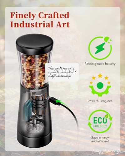 Electric Salt and Pepper Grinder Set with Storage Base, Stainless Steel Rechargeable Salt and Pepper Grinder Set with 4.5 oz Large Capacity, 1.8" Wide Mouth, Adjustable Coarseness, Ideal for Kitchen - Thumbnail 4