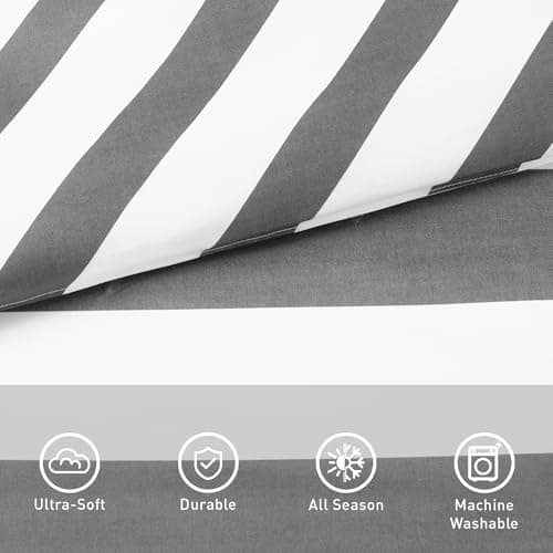 Regency Heights Reversible Striped Twin Comforter Set, Soft Microfiber Bedding Set with Double-Sided Stripes Design, Warm & Cozy for All-Seasons, 2-Piece Comforter and Sham Set Twin Size, Charcoal - Thumbnail 3
