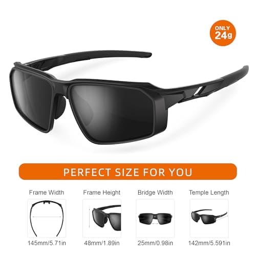 suoso Polarized Sports Sunglasses for Men: UV400 Protection Wrap Around Women Sun Glasses for Fishing Golf Running TR90 - Thumbnail 5