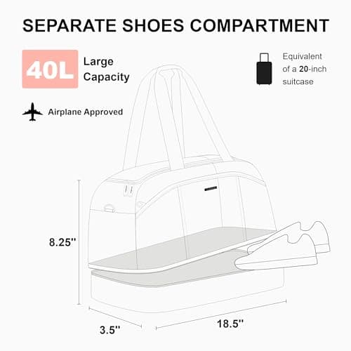 EVERFUN Weekender Bags for Women,Gym Tote Bag with Shoe Compartment for Girls, Perfect for Gym, Yoga, Travel, Camping, Beach, Sports and Daily Commuting - Thumbnail 2