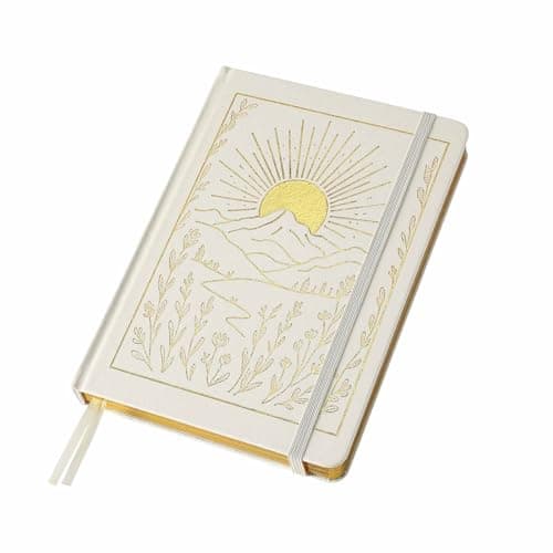 Crein Lynh Dot Grid Journal with 160GSM Thick Paper, 192 Pages, A5 Dotted Notebook for Work, School, Travel | 180° Lay Flat, Foil Stamped Cover, Elastic Band, 2 Bookmarks & Inner Pocket (White) - Image 1