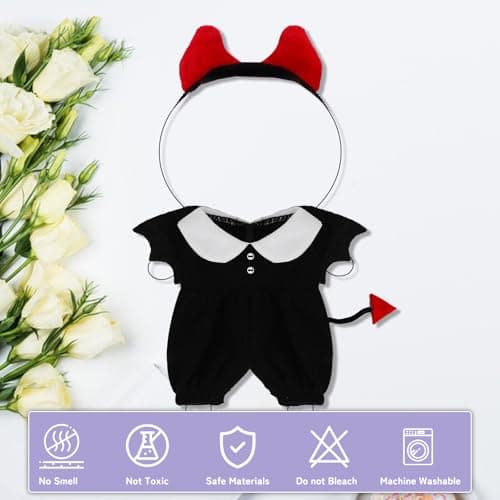 Halloween Red Devil Costume Clothes Set with Horn Headband for 15-17cm (4 Inch) Blind Box Dolls - Thumbnail 2