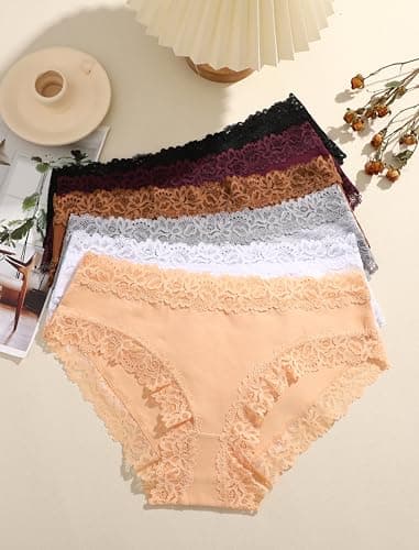 ALL OF SHE Womens Cotton Underwear Cheeky Bikini Panties Sexy Lace Briefs Soft Stretch Lingerie Sets ropa interior mujer - Thumbnail 3