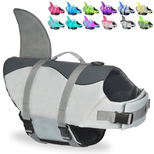 Dog Shark Life Jacket, Dog Life Vest for Swimming Adjustable Pet Life Preserver with Rescue Handle X-Small - Image 1