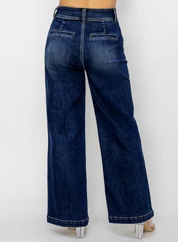 Eytino Plus Size Jeans,High Waisted Wide Leg Stretchy Denim Pants,Size-Inclusive Juniors Girls Womens Jeans,Sizes 14W to 32W,5X Dirty Blue - Thumbnail 3