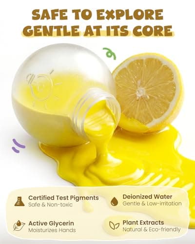 JUPITEARTH 6 Colors (4.06oz) Washable Tempera Paint Set, Finger Paint Kit for Kids and Toddlers, Safe and Non Toxic, Included Brush, Cups, Art Apron - Thumbnail 3