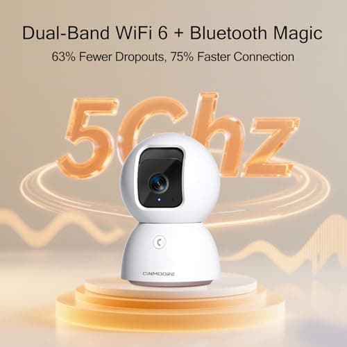 CINMOORE 5G Security Camera Indoor, 3K Pet/Dog Camera with Speaker/Phone App, PTZ WiFi Baby Monitor Cameras for Home Security, 0-Glow Night Vision 2-Way Talk, AI Tracking Facial Recognition Time Lapse - Thumbnail 2