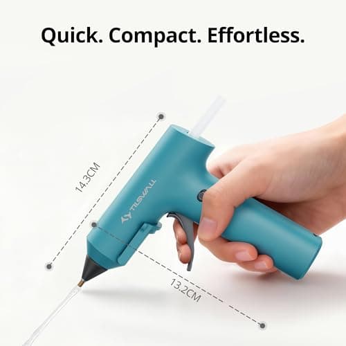 Tilswall Cordless Hot Glue Gun, Fast Preheating, Glue Gun and Sticks Set with 2Ah USB-C Rechargeable, 20 Premium Glue Sticks, High Temp Compact Size Ideal for Crafts, DIY Making, Repairs Blue - Thumbnail 2