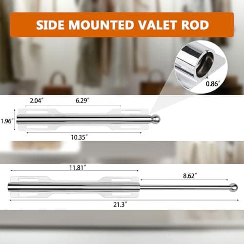 LOMILD Closet Valet Rod Slide Out, Closet Pull Out Rod for Bedroom Laundry Room Bathroom, Chrome - Thumbnail 2