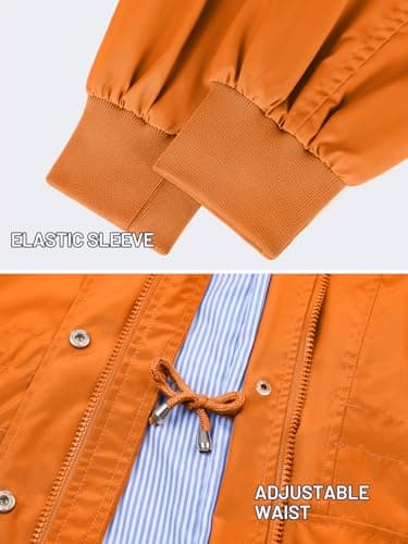 PITINAN Rain Jacket Women Waterproof Long Lightweight Raincoat Hooded Windbreaker Outdoor Trench Coat Spring Fall Rain Coats for Women Outdoor Jackets Orange L - Thumbnail 5