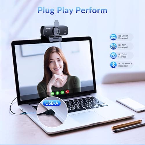 NEWORK 4K Webcam for PC with Stable Auto Focus, Smooth Video, 2 Noise-Cancelling Microphones, USB Plug & Play, Ideal for Online Teaching, Meetings, and Remote Communication - Thumbnail 6