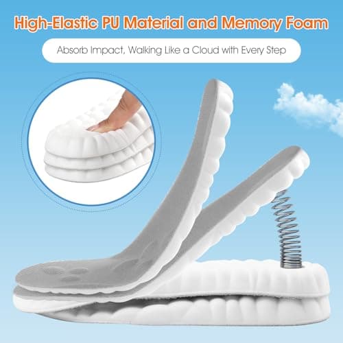 4D Cloud-Like Comfort Soles for Men - Soft Memory Foam Cushioning Insoles - Trim to Fit Steppers Insoles with Arch Support for Foot Pain Relief and Fatigue Reduction(US M 7.5-10.5) - Thumbnail 2
