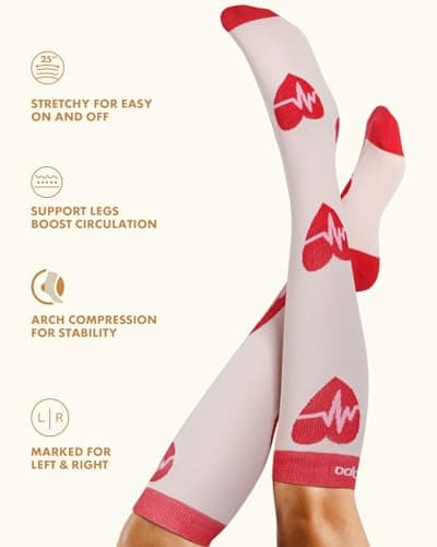 Lalapapa Cute Compression Socks for Women - 3 Pairs 20-30 mmHg Lightweight Graduated Knee High Compression Socks for Women for Daily Wear Travel Nurse, Nursing Design, L/XL - Thumbnail 6