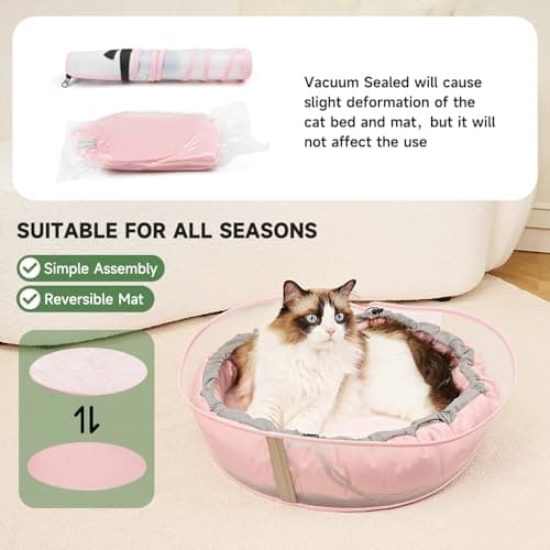 GoGoPaw Cat Bed for Indoor Kitten Bed Washable, Anti Anxiety Round Donut Pet Beds for Small Dogs Cats, Super Soft Plush Fur Pet Bed (Pink，21 Inches) - Thumbnail 6