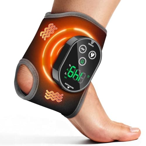 Cordless Ankle Heating Pad for Pain Relief, Foot and Ankle Massage for Circulation, Rechargeable Neuropathy Foot Massager Heated Ankle Wrap, Black