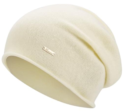 HAMUNI Wool Slouchy Beanie for Women,Soft Warm Beanies Hats- Lightweight & Breathable Skull Beanies Cap for Spring,Fall, Winter Off-White - Image 1
