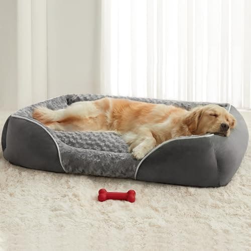 RRPETHOME XL Dog Beds Extra Large Sized Dog,Washable Rectangle Dog Bed for XL Dogs,Orthopedic Pet Bed with Anti-Slip Bottom for Extra Large Dogs,Grey,42"x30"x7" - Image 1