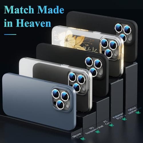 YWXTW Designed for iPhone 16 Pro/iPhone 16 Pro Max Camera Lens Protector Bling, [New Glitter Design] Individual Metal Tempered Glass Camera Cover Accessories Case Friendly (Natural Titanium) - Thumbnail 6