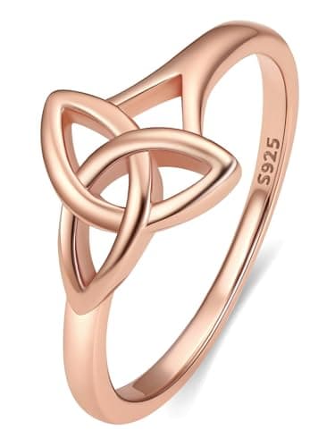 Bestyle Rose Gold Vermeil Celtic Knot Rings Sterling Silver Ring Women Simple Finger Band Ring Stacking Ring, Eternity Love Band Ring for Her, Great Irish Celtic Jewelry for Women,Size 12 - Image 1