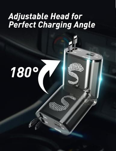 Retractable Car Charger USB C Fast Charging 120W, Car Accessories Cigarette Lighter Adapter Car Charger iPhone16 15 14 13 12 11 Car Essentials Gift for Travelers, Men, Women - Thumbnail 5