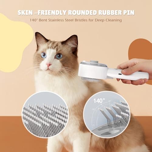 Cat Steam Brush,Cat Brushes for Indoor Cats, 4 In 1Spritz Spray Defur Comb, Cloud Care Shedding Control, Pet Grooming Brush for Long Short Hair Cats Dogs, Massage Clean Design Pet Steam Brushes - Thumbnail 3