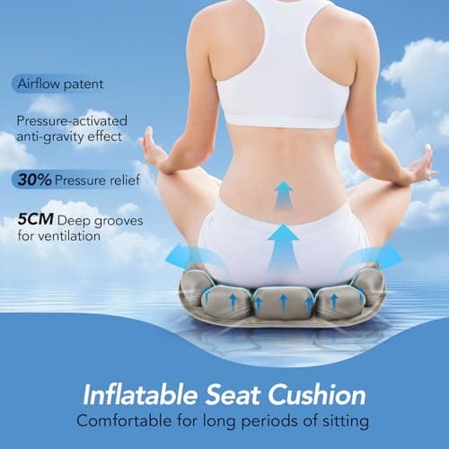 RUIERS Travel Seat Cushion, 3D Air Inflatable Pressure Relief Cushion for Hemorrhoid and Tailbone Pain Relief, Optimal Support for Long Sitting in Car, Air Travel, Office Chairs, Home Living - Thumbnail 2