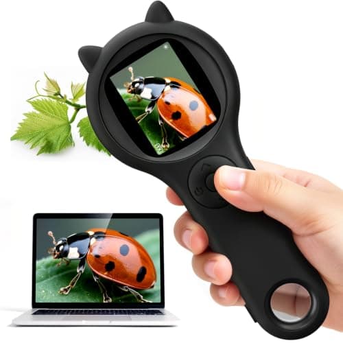 Digital Microscope for Kids School Projects, 500X Portable Microscope with 2" IPS Screen, STEM Science Tool for Kids Age 6-12 (Black) - Image 1