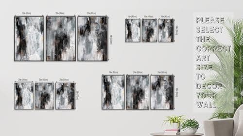 Large Framed Abstract Wall Art - Rustic Grayscale Painting Prints 24"x36" Set of 3, Minimalist Brushstroke Artwork Modern Industrial Canvas Pictures for Living Room Bedroom Office Decor - Thumbnail 6