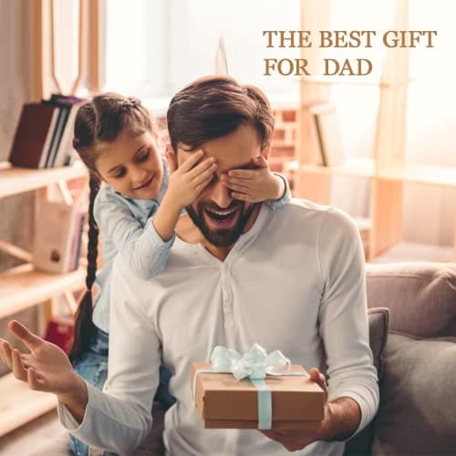Best Dad Ever Leather Valet Tray & Keychain for Dad Who Wants Nothing, Fathers Day Birthday from Daughter Son Kids, Desk Nightstand Organizer for Keys Wallet Watch Phone - Thumbnail 2
